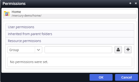 The permissions dialog