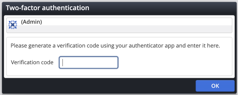 Two-factor authentication login dialog