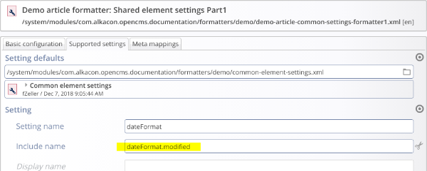 Include name to use modified element setting