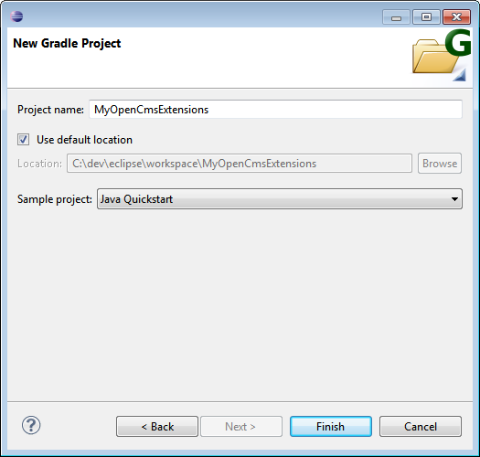 Dialog for creating a new Gradle project
