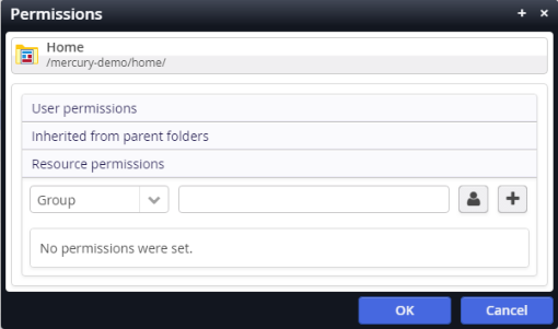 The permissions dialog