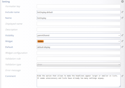 Element Setting Overrides