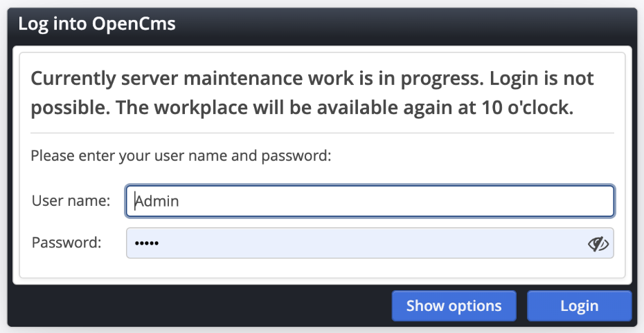 A message shown on the login dialog.