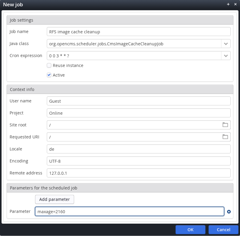 Scheduled RFS image-cache cleanup job with maxage set to 2160 hours